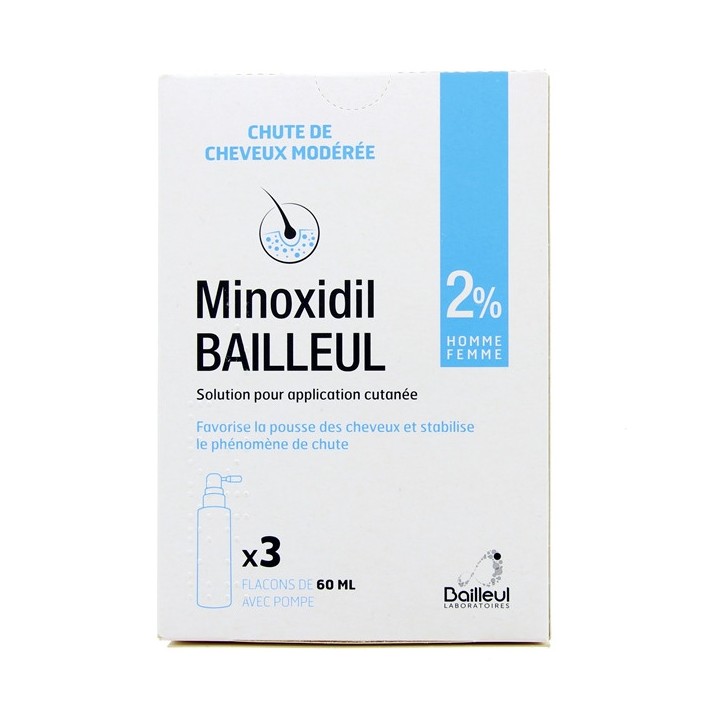Minoxidil Bailleul 2%, Chute de cheveux, Pharmacie en ligne IllicoPharma