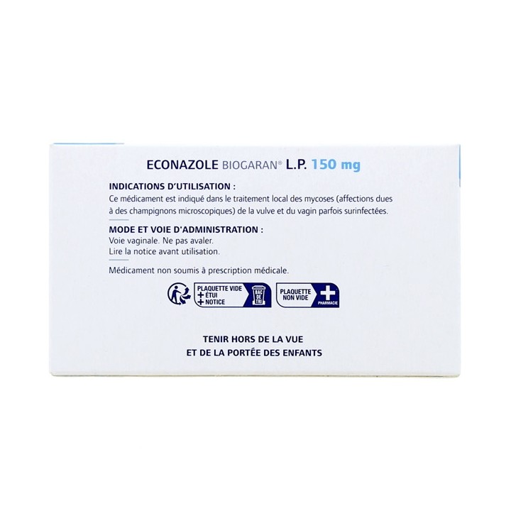 Econazole Biogaran LP 150mg Ovule x1-Troubles féminins, mycoses-IllicoPharma