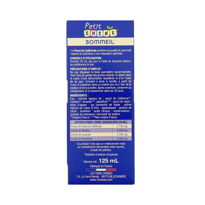 Petit chêne Sommeil Sirop 125ml - Les 3 chênes – IllicoPharma