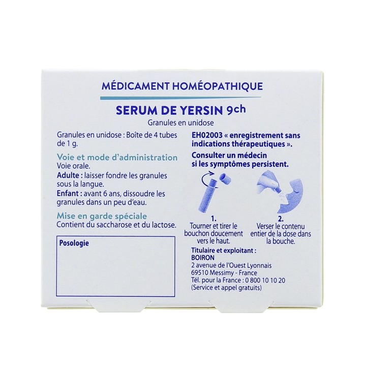 Serum de Yersin 9ch doses Boiron - 4 unidoses