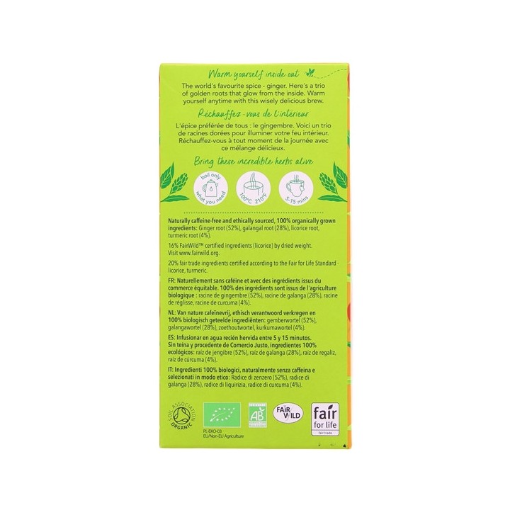 Infusion Trois Gingembres Bio x20 sachets – Pukka – IllicoPharma
