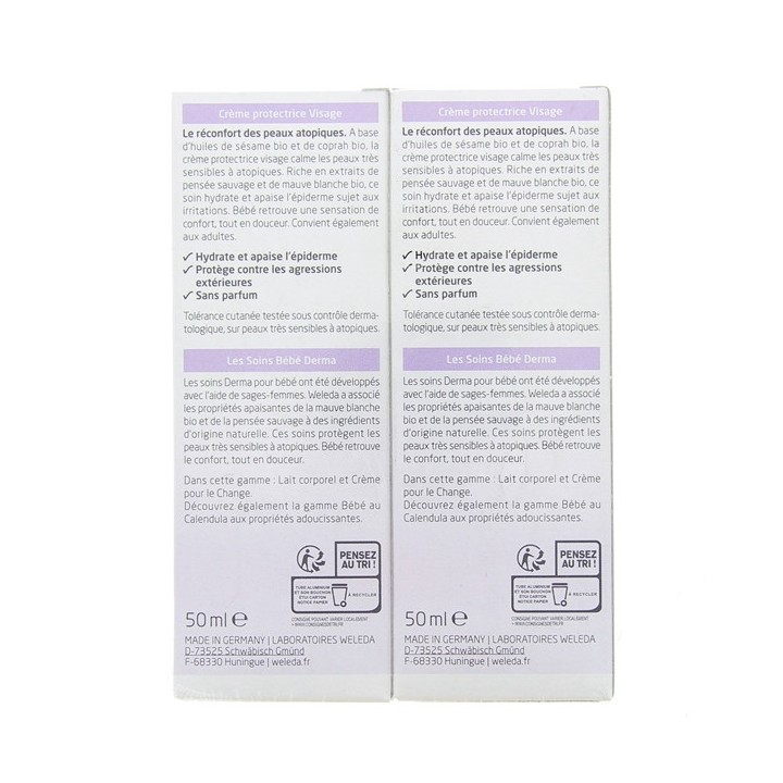 Crème Protectrice Visage Mauve Blanche 2x50ml - Weleda - IllicoPharma