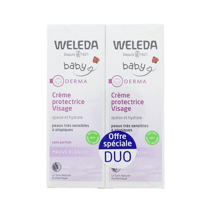 Crème Protectrice Visage Mauve Blanche 2x50ml - Weleda - IllicoPharma