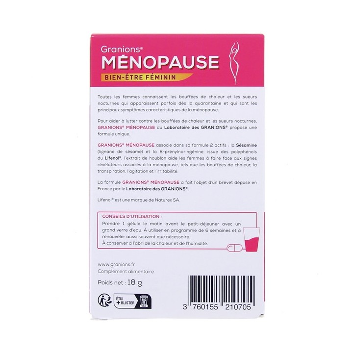 Granions Ménopause 56 gélules - Troubles féminins - Pharmacie IllicoPharma