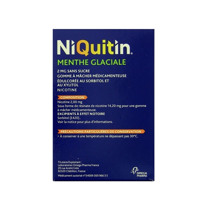 Gommes Niquitin 2mg menthe glaciale x100