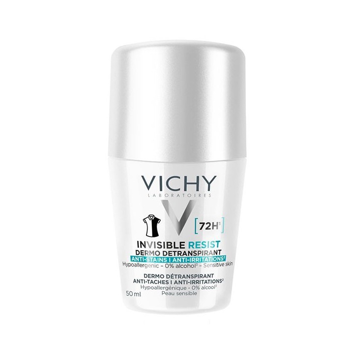 Invisible Resist Dermo Détranspirant 72h Roll-on 50ml - Vichy - IllicoPharma