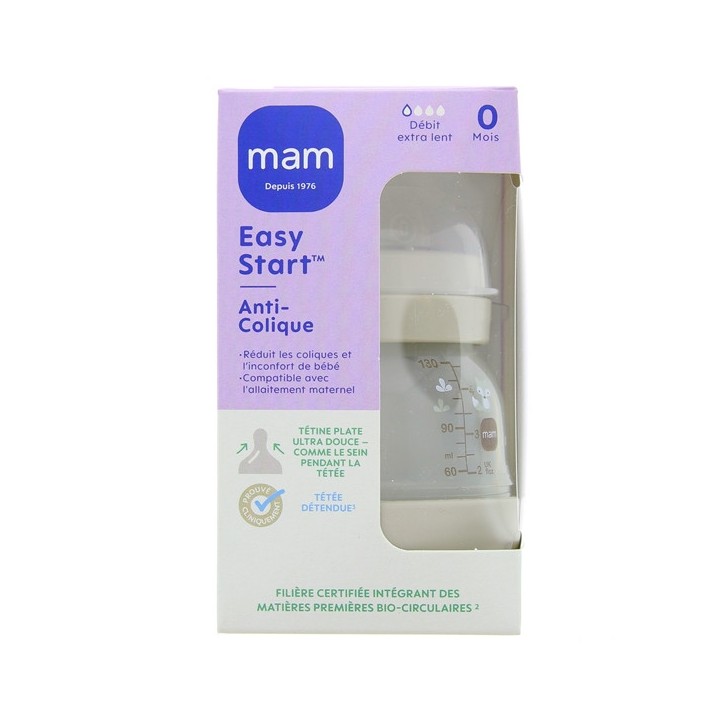 Easy Start Biberon Anti-colique Débit Extra Lent Sable 130ml - MAM - IllicoPharma