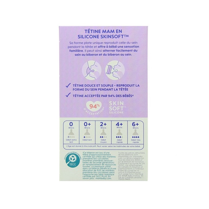 Easy Start Biberon Anti-Colique Débit Lent Lila 160ml - MAM - IllicoPharma