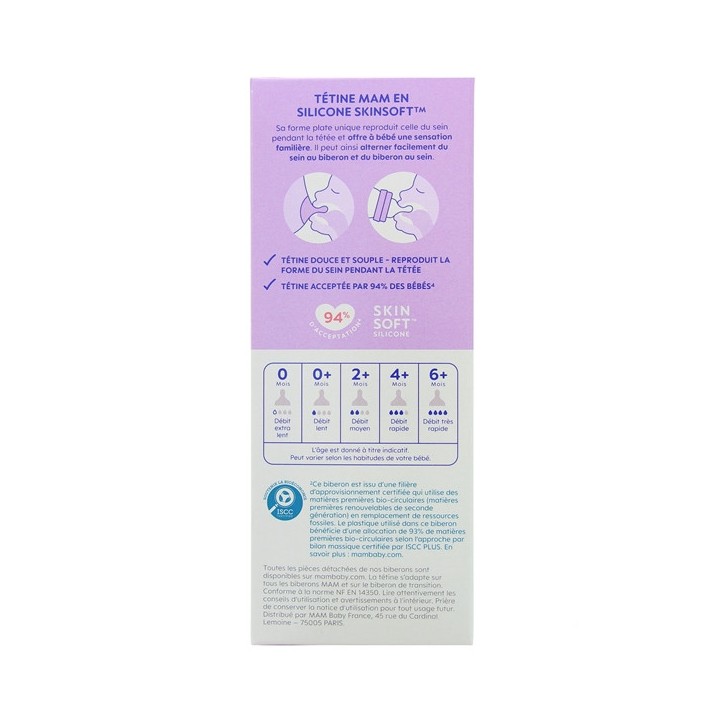 Easy Start Biberons Anti-Colique Débit Moyen Lila/Sable 2x260ml MAM - IllicoPharma