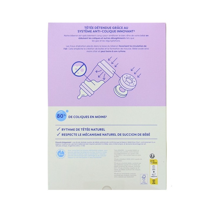 Easy Start Biberons Anti-Colique Débit Rapide Océan/Sable 2x320ml - MAM - IllicoPharma