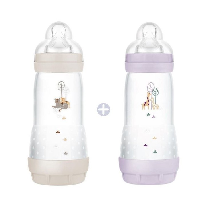 Easy Start Biberons Anti-Colique Débit Rapide Lila/Sable 2x320ml - MAM - Illicopharma