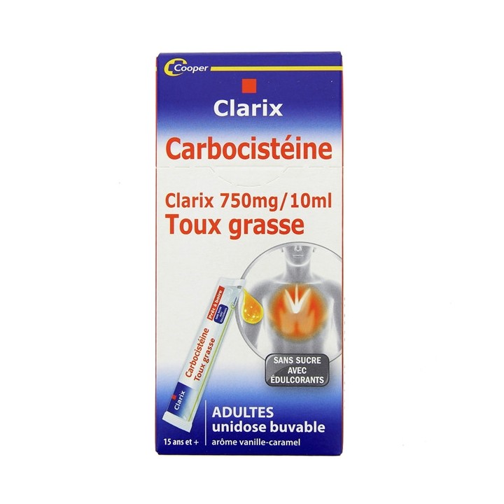 Clarix Carbocistéine 750mg/10ml - 15 unidoses - IllicoPharma
