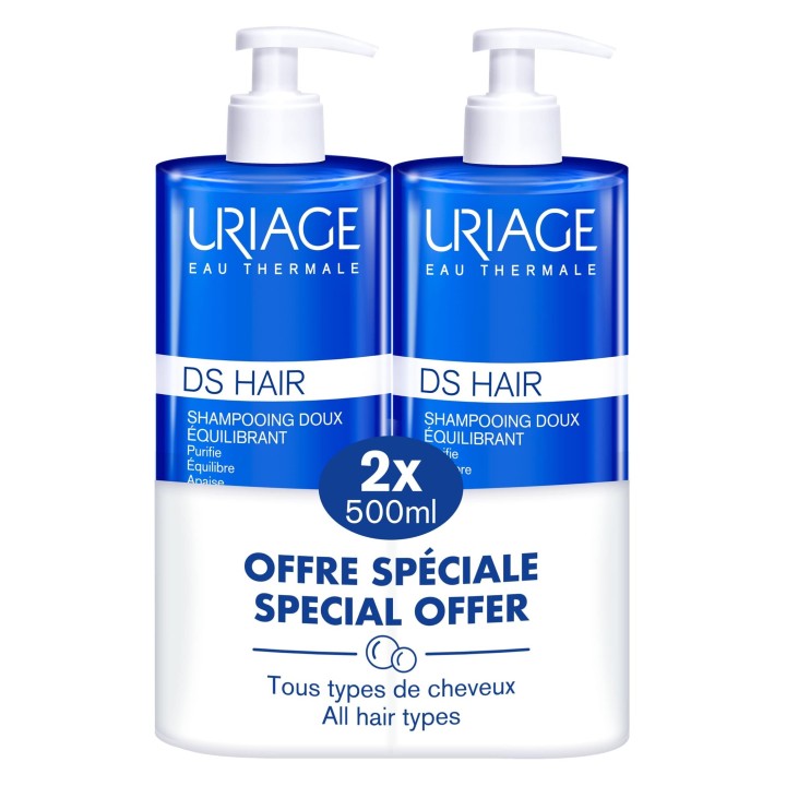 DS Hair Shampooing Doux Équilibrant 2x500ml Uriage - IllicoPharma