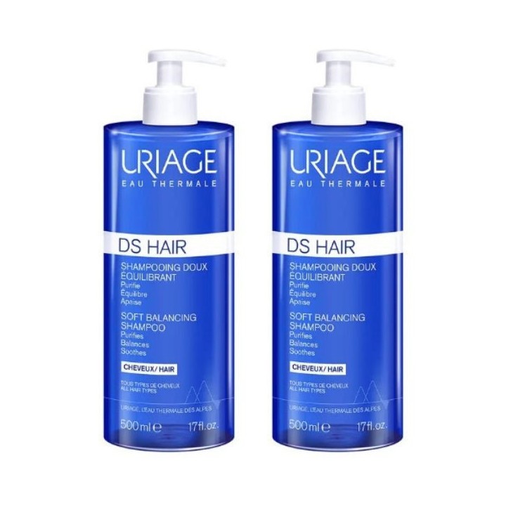 DS Hair Shampooing Doux Équilibrant 2x500ml Uriage - IllicoPharma