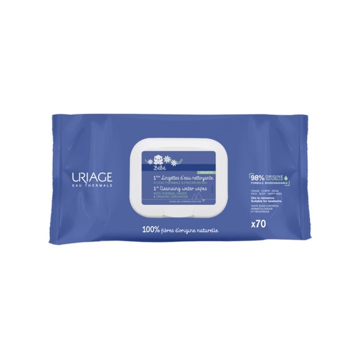 1ère Lingettes d'Eau Nettoyante x70 Uriage Bébé - IllicoPharma