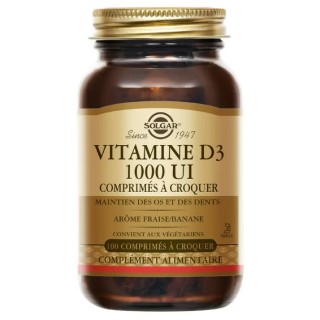 Vitamine D3 1000 UI x100cpr à croquer – Solgar – IllicoPharma