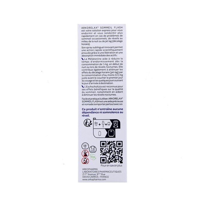 Arkorelax Sommeil Flash Spray - Flacon de 20ml -Arkopharma - IllicoPharma