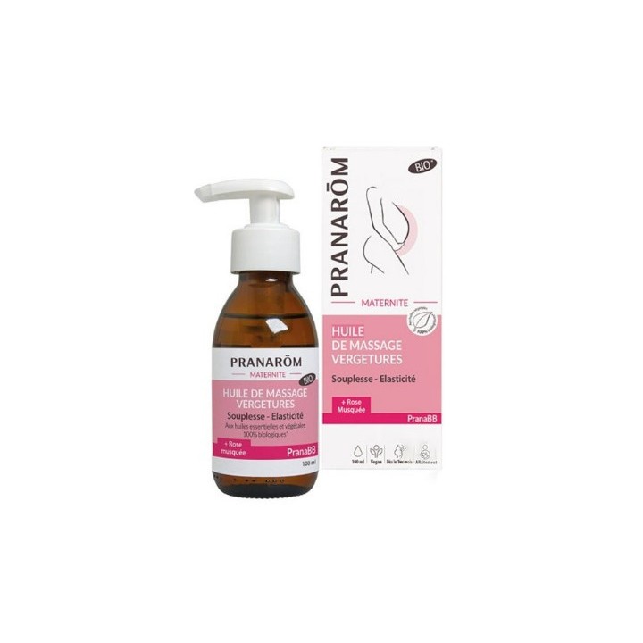 PranaBB Maternité Huile de massage Vergetures Bio 100ml - Pranarôm - IllicoPharma