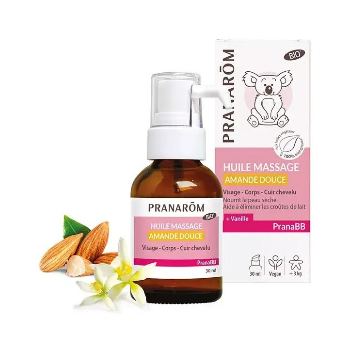 PranaBB Huile de massage Amande Douce Bio 30ml - Pranarôm - IllicoPharma